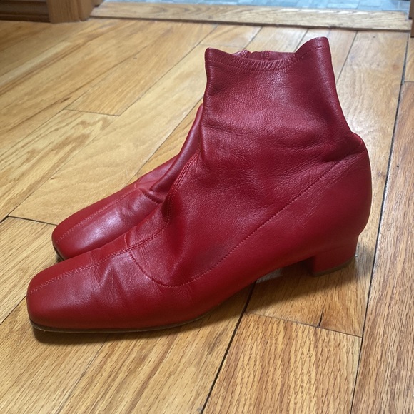 BY FAR Red Este Ankle Boots - Picture 10 of 11